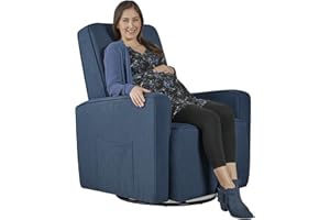 Evolur Holland Upholstered Plush Seating Glider Swivel, Glider Chair for Nursery in Navy, Modern Nursery Glider, Tool-Free Assembly, Easy to Clean, Environmentally Conscious Glider