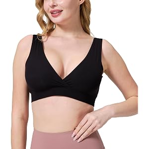 Buttery Soft Crossover Bamboo Viscose Nursing Sleep Bra | Wireless Maternity Bralette, Breastfeeding-Friendly, Postpartum, Ra