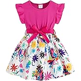 FRCLHWA Little Girls Casual Dress Summer Spring Ruffle Short Sleeve Floral Dress Clothes 2-7 Years