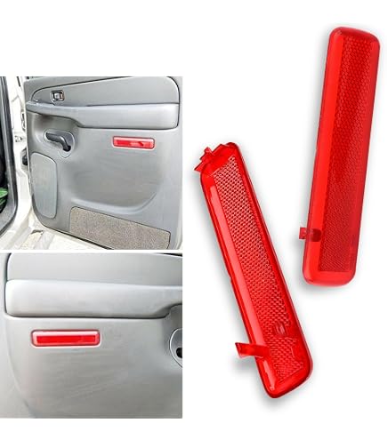 Gseigvee 2PC Car Door Interior Reflector Panels For Chevrolet Silverado 2003-2007 - Red Warning Strips
