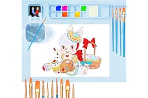 DOUBLECARE Silicone Painting Mat 20"X16", Silicone Mats for Crafts with Removable Cup,10 Paint brushes,12 Paint Dividers and 2 Paint Dividers,Artist for Kids, Adults Gift Sculpting,Sculpting,Clay DIY Creations
