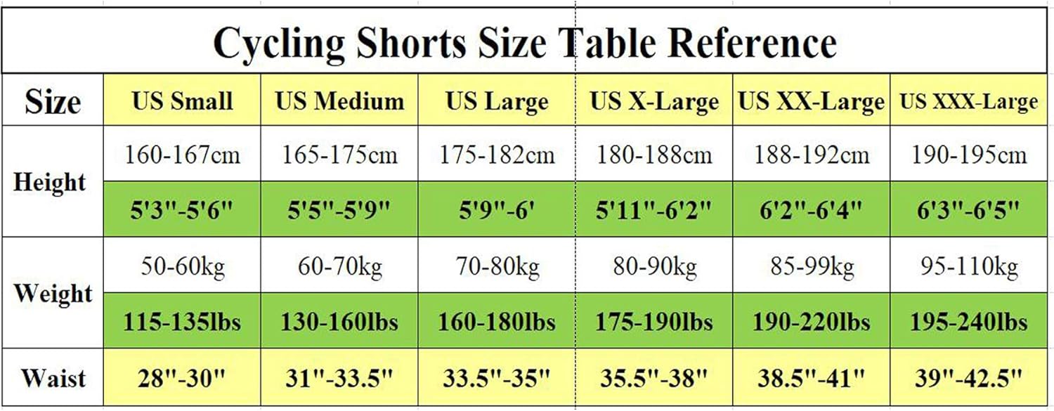 sponeed Men's Cycling Shorts Padded Bicycle Riding Pants Bike Biking Clothes Cycle Wear Tights: Clothing