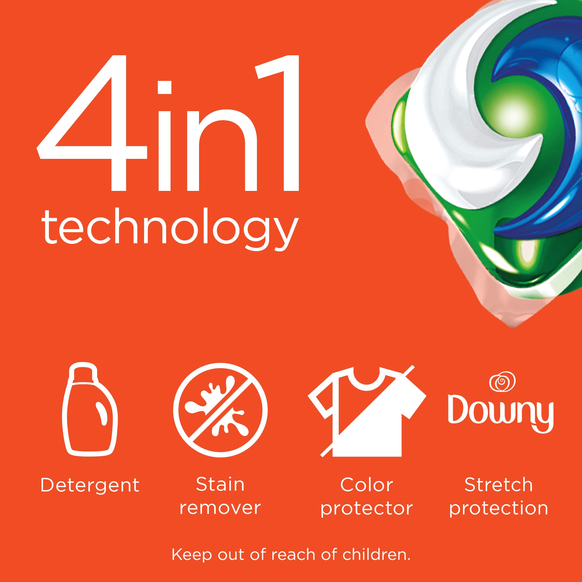 Tide PODS 4 in 1 with Downy, Laundry Detergent Soap PODS, April Fresh Scent, 73 Count, Packaging May Vary