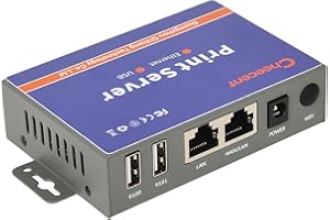 Network Ethernet to USB Print Server (NOT Plug&Play), Non-WiFi Version, 2 Port Print Server for USB Printer, Convert USB Prin