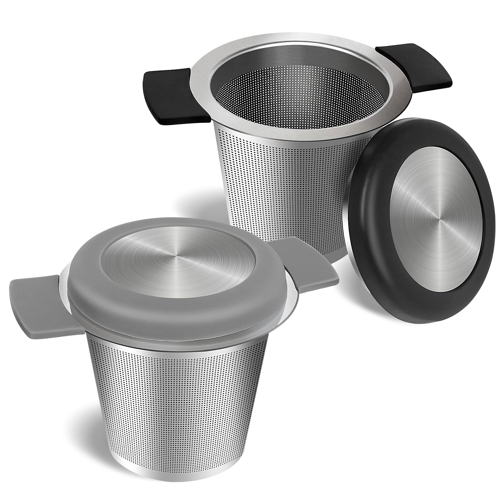 2PCS Tea Infuser for Loose Tea, 304 Stainless Steel Strainer with Silicone Heat Proof Handles, Tea and Coffee Filter for Cups,Teapots, Mugs