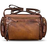 IVTG Genuine Leather Messenger Bag for Men Crossbody Shoulder Pack Satchel Casual Sling Daypack Work Business Daypack