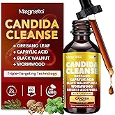Candida Cleanse Detox with Triple-Targeting Technology, All-in-1 Synergy Formula with Caprylic Acid, Oregano, Black Walnut & Wormwood – Yeast Detox, Gut Health, Digestive & Immune Health (2 Fl Oz)