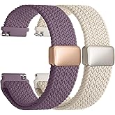 Fullmosa Magnetic Braided Watch Bands - 18mm 20mm 22mm Quick Release Replacement Wristband, Stretchy Nylon Solo Loop Compatible with Traditional and Smartwatches for Men Women