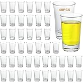LOYORTY 48PCS 1.6 Ounce Shot Glasses Bulk, Shot Glass Set with Heavy Base, Clear Round Tequila Shot Glasses for Vodka, Whiskey, Espresso, Liquor