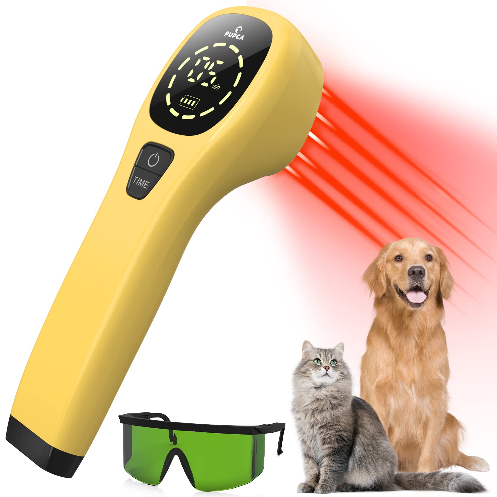 PUPCA Red Light Therapy for Dogs, Handheld Portable Infrared Light Therapy and Cold Laser Therapy for Pain Relief and Wound Healing, Natural Joint & Muscle Therapy for Pets Dogs Cats