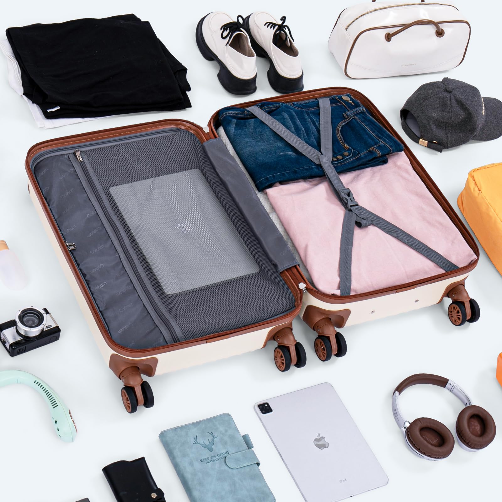 Cosbarn Luggage Sets 5 Piece Suitcases with Wheels, Suitcase Set ABS Hard Case Luggage with TSA Lock Spinner Wheels Durable Travel Luggage