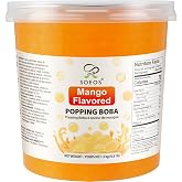 Soeos Mango Popping Boba, 6.6lbs (3Kg), Popping Boba Pearls | Bursting Mango Juice Boba Pearls for Bubble Tea, Desserts &amp; Drinks