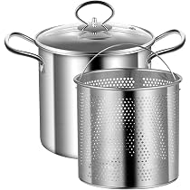 Panier à Friture Inox Pliable - Passoire Longue Poignée Anti-brûlure, Pour Frites, Poulet - 6