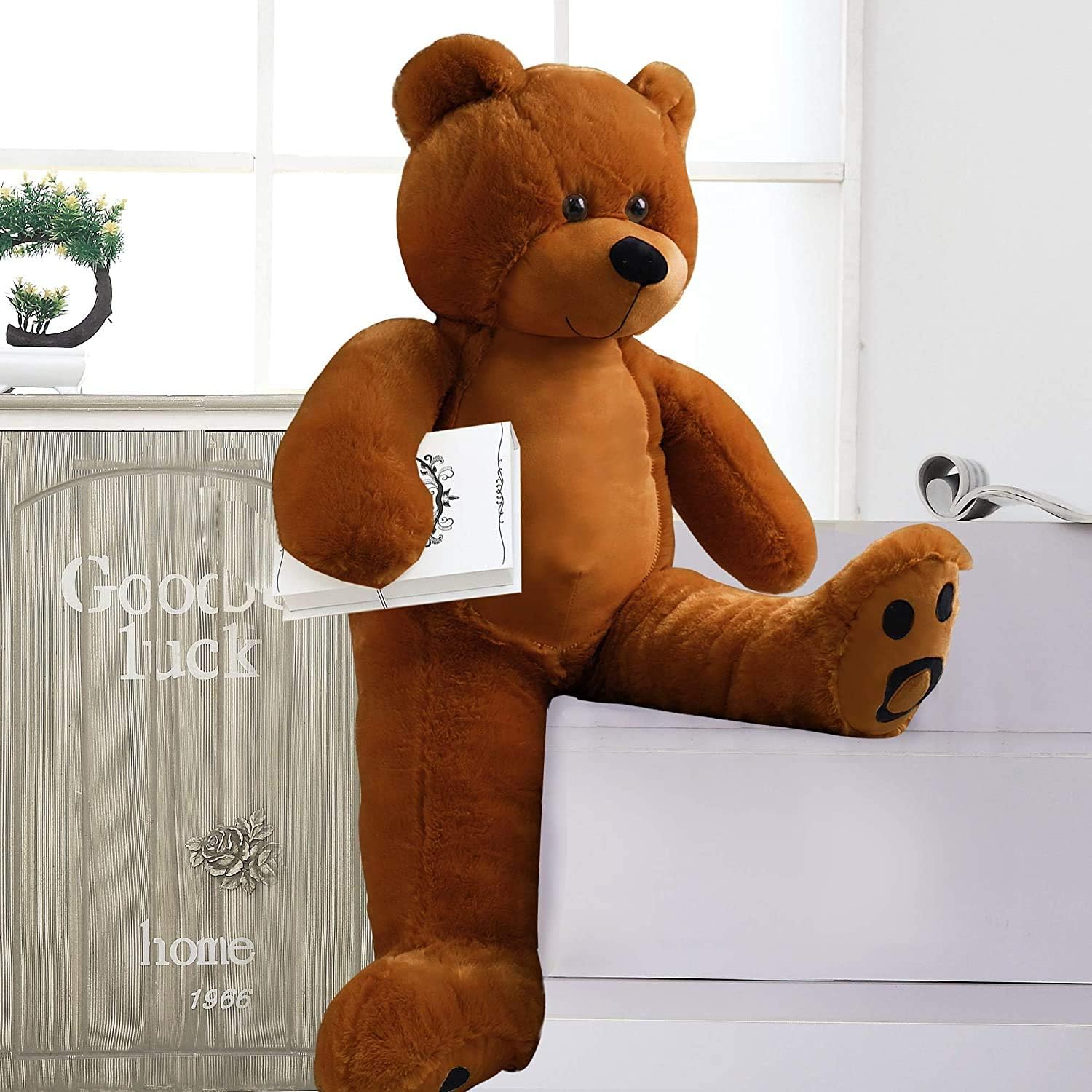 WOWMAX 3 Foot Giant Teddy Bear Daney Large Stuffed Plush Animals Big Toy Doll for Birthday Christmas Dark Brown 36 Inches