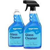 Amazon Basics Glass Cleaner, Streak-Free Shine, 32 Fl Oz, Pack of 2 with 1 Sprayer