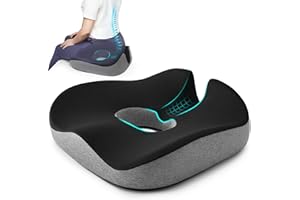 anzhixiu Concave U Surface Donut Pillow for Tailbone Pain Cradle Tailbone Reducing Pressure on Pelvis- Hemorrhoid Pillow for Office, Car, Home Seat- Black/Gray