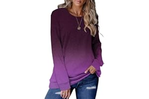 Women Long Sleeve Sweatshirt Crew Neck Fall Tunic Tops Casual Pullover Tops