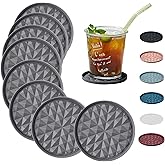 Wingcases Silicone Coasters for Drinks[8 Pack, No Holder]- Cup Mat for Tabletop Protection-Non-Slip, Non-Stick, Coffee Table Decor, Great Gift for Any Occasion, Dark Grey