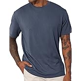 QOSOQ Men's Casual T-Shirts Knit Short Sleeve Crewneck Shirts Casual Stylish Knitted Pullover Tees Top