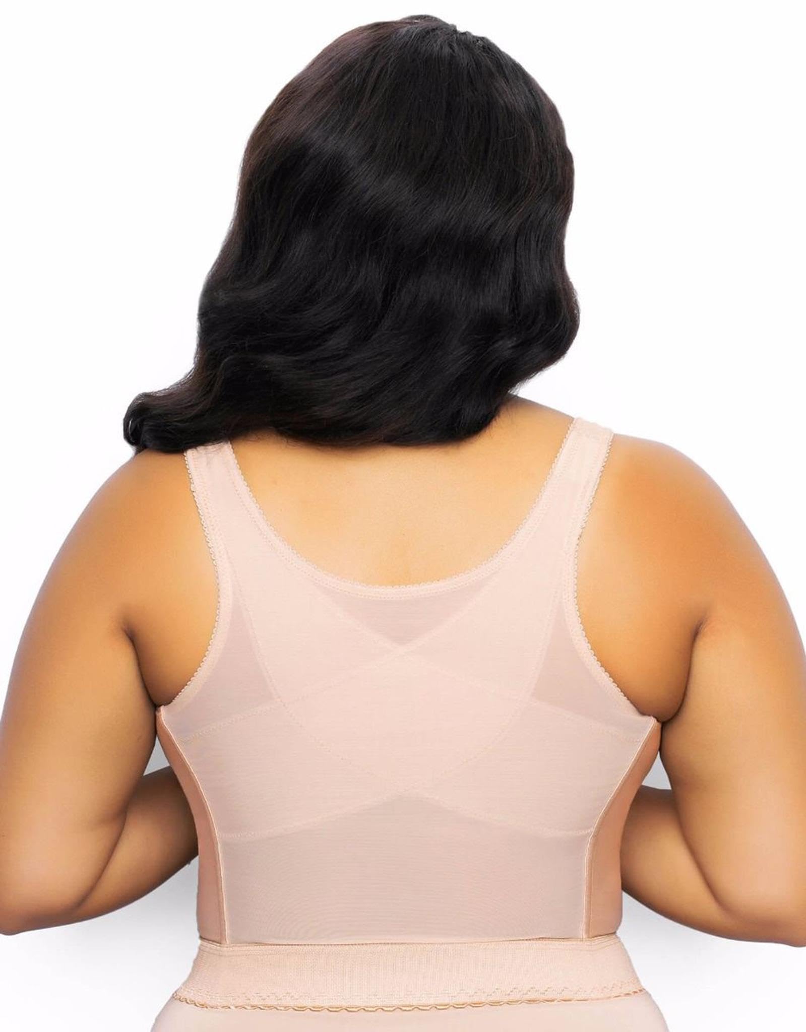 Exquisite Form 5107565 Fully Slimming Wireless Back & Posture Support Longline Bra with Front Closure & Lace