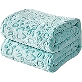 FY FIBER HOUSE Flannel Fleece Throw Microfiber Blanket with 3D Cheetah Print,60"X80",Lake Blue