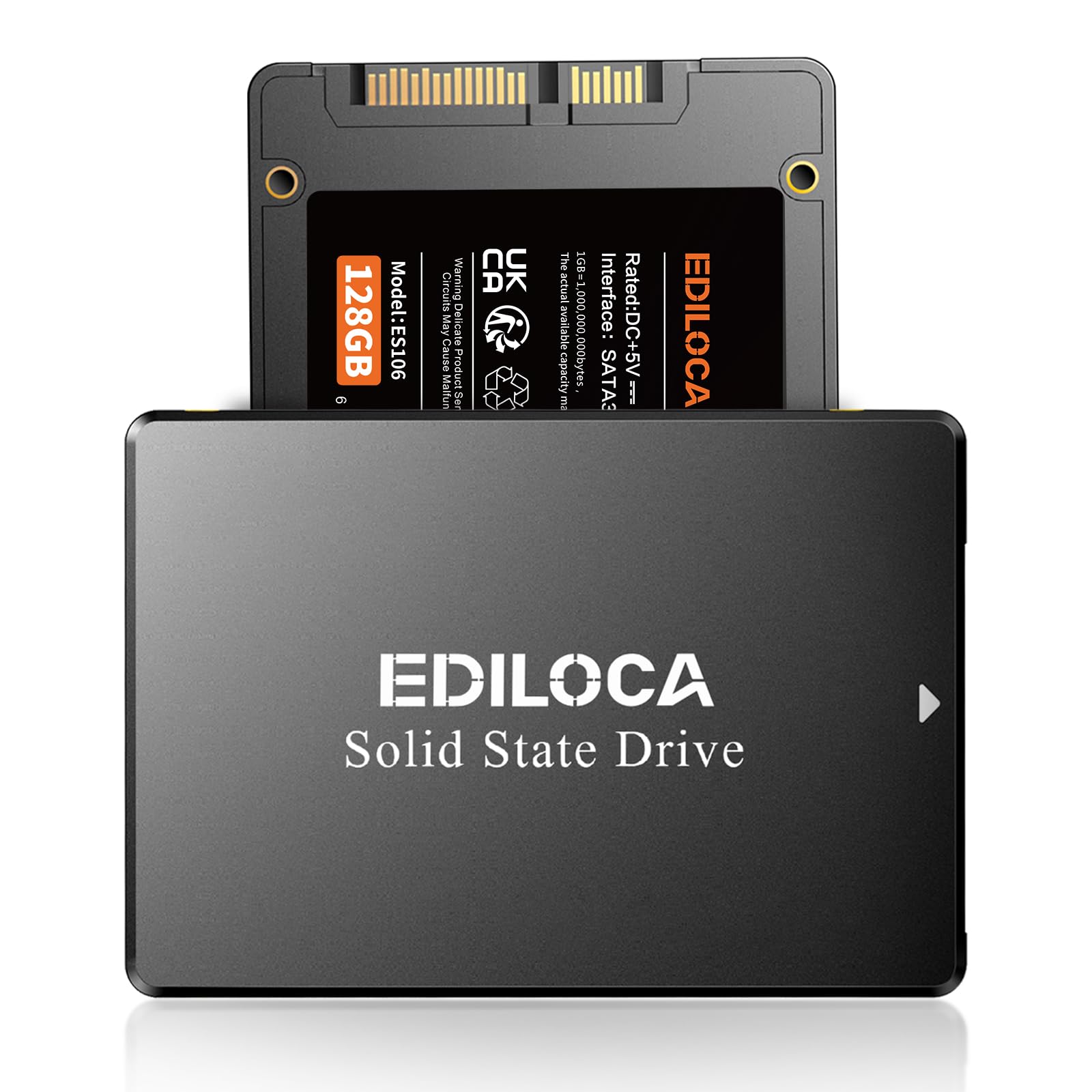 Ediloca 128GB SSD, Internal Solid State Drives, 2.5" SATA SSD 128GB, Up to 500MB/s, 3D NAND TLC, Compatible with Laptop & PC Desktop(ES106 Black)