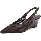 NEWBELLA Women's Wedge Heels - Minimalist Faux Leather Pumps with Back Straps, Comfortable Dress Shoes for Work & Everyday Wear