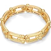 HUAYUNFANG Chunky Gold Stretch Bracelet for Women Adjustable Elastic Chain Bracelet Bold Statement Bracelet Trendy Jewelry