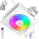 VIVOHOME RGB Bathroom Exhaust Fan with Bluetooth Speaker (160-110-50CFM) | Autoflow EC Motor &amp; Humidity Sensor - 2700K/4000K/5700K LED &amp; RGB Light,10.2-inch Retrofit Bath Fan