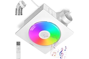 VIVOHOME AutoFlow Bathroom Exhaust Fan with RGB Light & Humidity Sensor (30-110-160CFM) & Bluetooth Speaker - 2700K/4000K/5700K LED Light, Energy-Saving EC Motor (Install Kit, 4-in Duct)