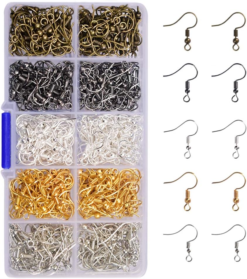 HUIANEREarring Hooks 500PCS Ear Wires 19mm with Ball and Coil for DIY Jewelry Making(Mixed)โฆ