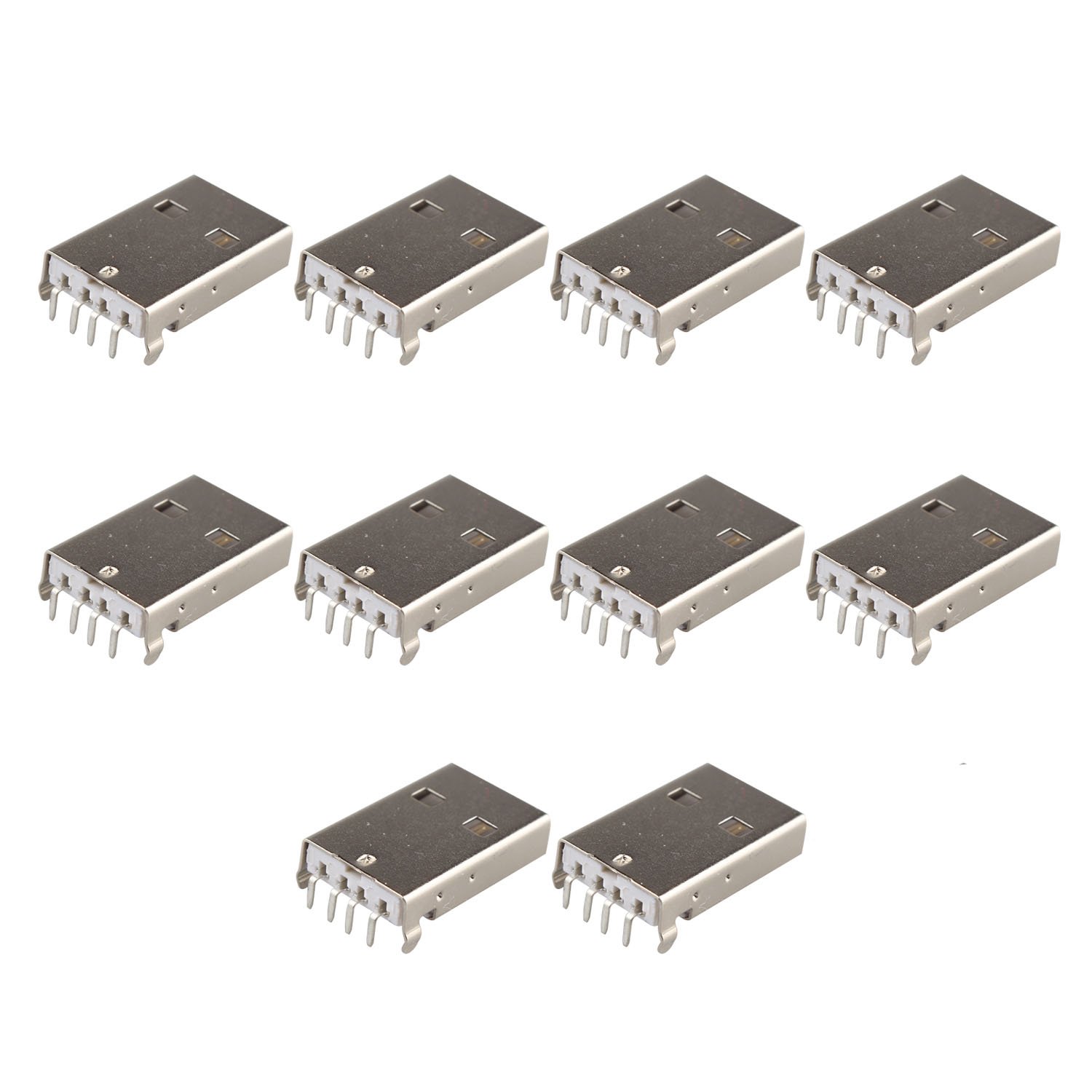 Futheda 10PCS USB 2.0 Jack Socket Connector Male Type-A 4-Terminal 90 Degree PCB Mounting White