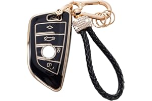 Gematay for BMW Key Fob Cover with Keychain Lanyard, Soft TPU Key Fob Protector Shell Compatible with BMW Series 1 2 3 4 5 6 7 8 and X1 X2 X3 X5 X6 X7 Smart Key Case…