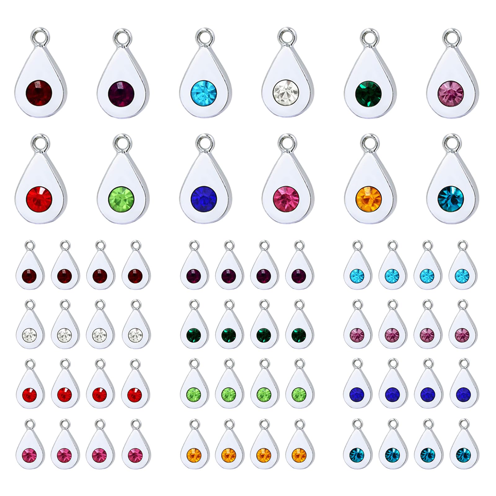 URROMA Teardrop Shape Crystal Birthstone Charms, 48 Pcs Crystal Charms for Jewelry Making, 12 Colors — image 1