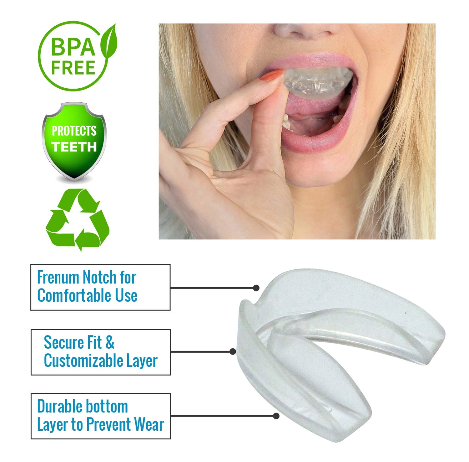 ProDental Thin and Trim Mouth Guard for Grinding Teeth – 3 Pack, Made in USA | Night Guard Stops Bruxism - Teeth Clenching | Use as Customizable Teeth Whitening Dental Guard : Beauty