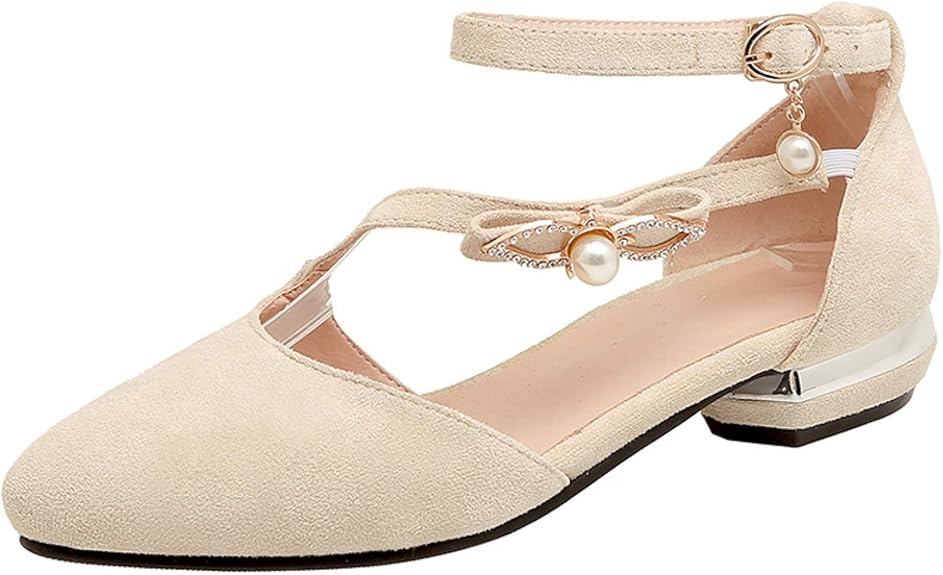Amazon.com | Women's Cross Strap Ankle Buckle Pump Heel Sandals Comfort Suede Closed Toe Mary 