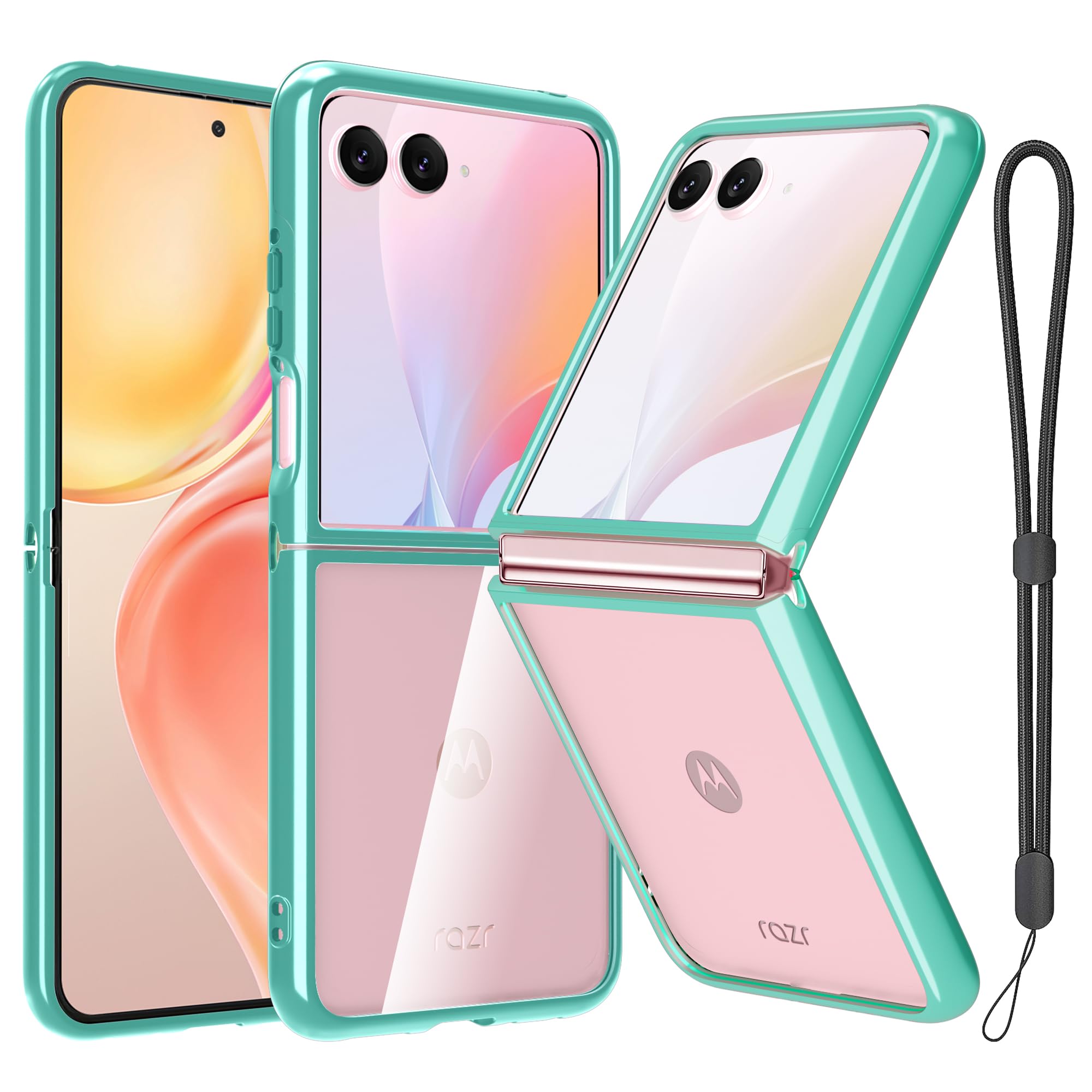 RMOCR Case Compatible with Motorola Razr Plus 2024/2025, Clear Shockproof Phone Cover,Ultra-Thin Slim Fit Hard PC Protective Cases for Moto Razr Plus 2024/2025, Green