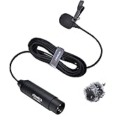 XLR Pin Microphone COMICA CVM-V02C XLR Clip Microphone Unidirectional Lavalier Microphone 48V Phantom Power Video Microphone for Canon/Sony/Panasonic Camcorder Microphone Zoom H4n H5 H6 Tascam DR-40