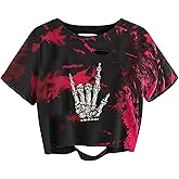 Womens Graphic Oversized Crop Tops Loose Cropped Distressed Tshirt Short-Sleeve Vintage Boxy Tee Shirts