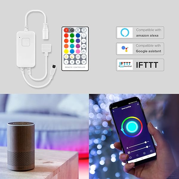BTF LIGHTING Controlador IR Smart WiFi RGBW Compatible con Alexa Google Home Assistant IFTTT Control remoto APP inalmbrico Trabajando con el sistema Android iOS para la tira de luz LED de 5050 RGBW