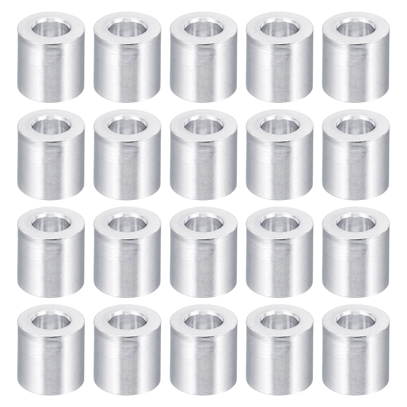 PATIKIL M4 Aluminum Spacer, 20 Pack 4.2mm ID x 8mm OD x 8mm L Metal Spacer Aluminum Round Plain Finish Spacer Screw Standoff for 3/16" or M4 Screw Bolts โ image 1