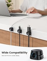 Lamicall 6 Pack Spring Cable Holder Clips 2.5-8mm No-Residue Adhesive Desk view 5