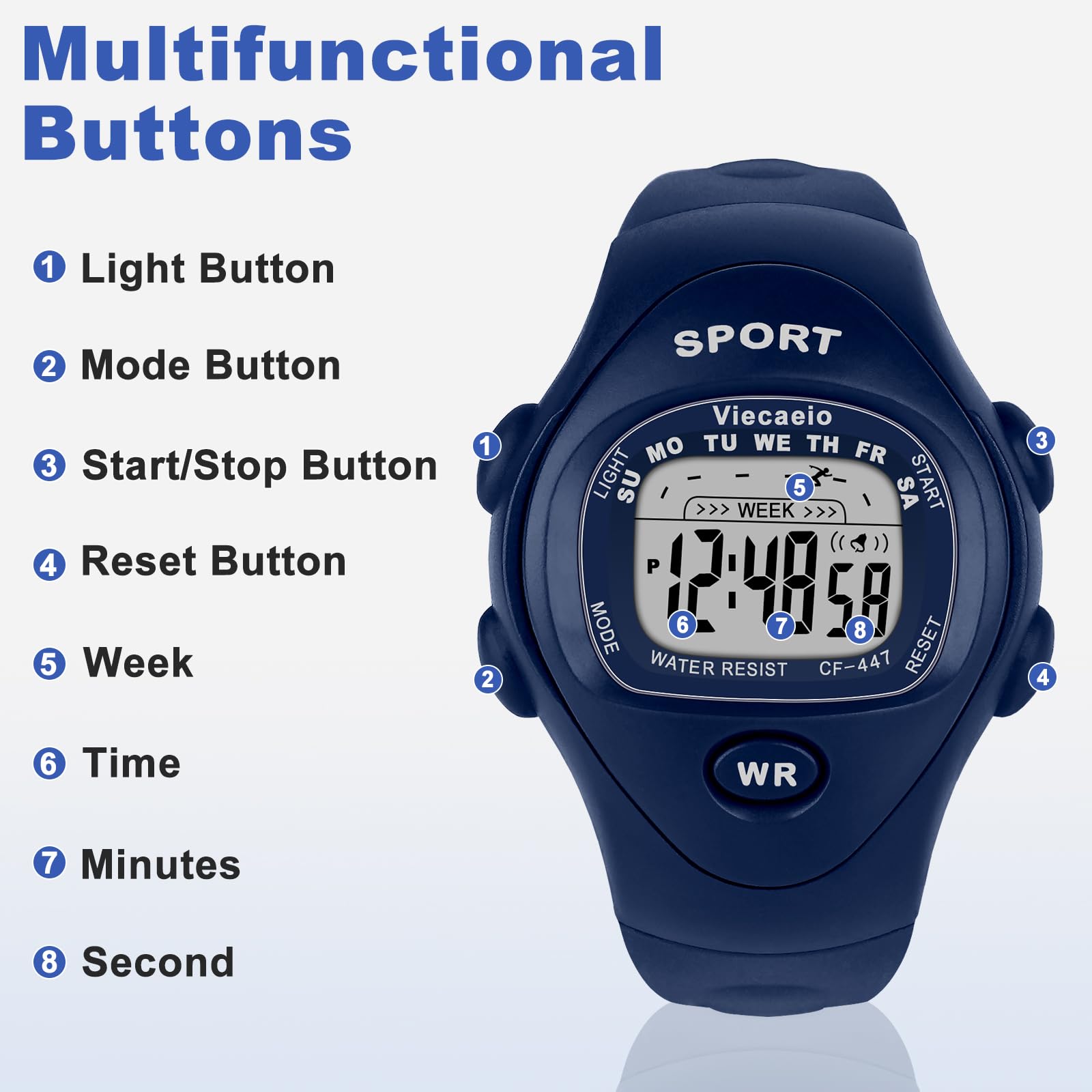 Viecaeio Kids Digital Watch for Boys Girls, Waterproof LED Colorful Lights Sports Watch Suitable for 5-17 Years Old Teenagers (with Gift Box)