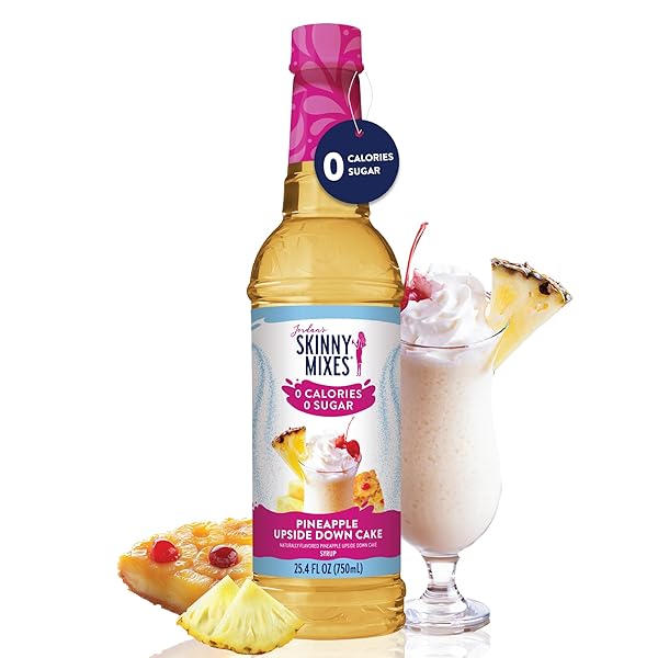 JORDAN’S SKINNY SYRUPS SUGAR FREE COFFEE SYRUP, PINEAPPLE UPSIDE DOWN CAKE SYRUP FLAVOR, ZERO CALORIE FLAVORING FOR LATTE, PROTEIN SHAKE, COCKTAIL & MORE, KETO FRIENDLY, 25.4 FL OZ, 1 PACK
