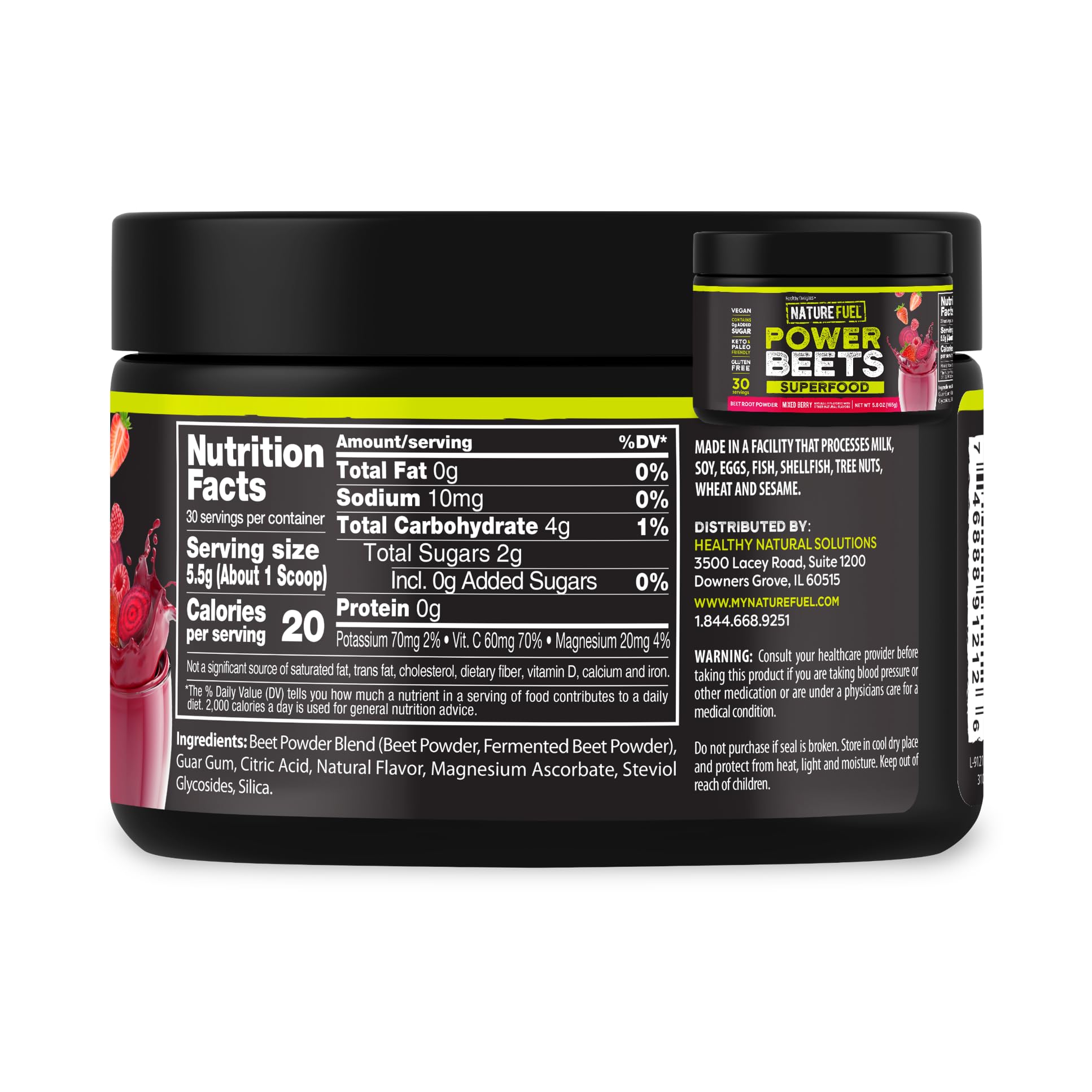 Healthy Delights Nature Fuel Power Beets Powder, Beet Root Powder, Mixed Berry, 30 Servings (Packaging May Vary) and Healthy Delights Nature Fuel Berberine Capsules, 60 Count, 30 Servings