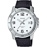 Casio MTP-VD01C-7BV Men's Enticer Black Fabric Band White Dial 50M Analog Sporty Watch