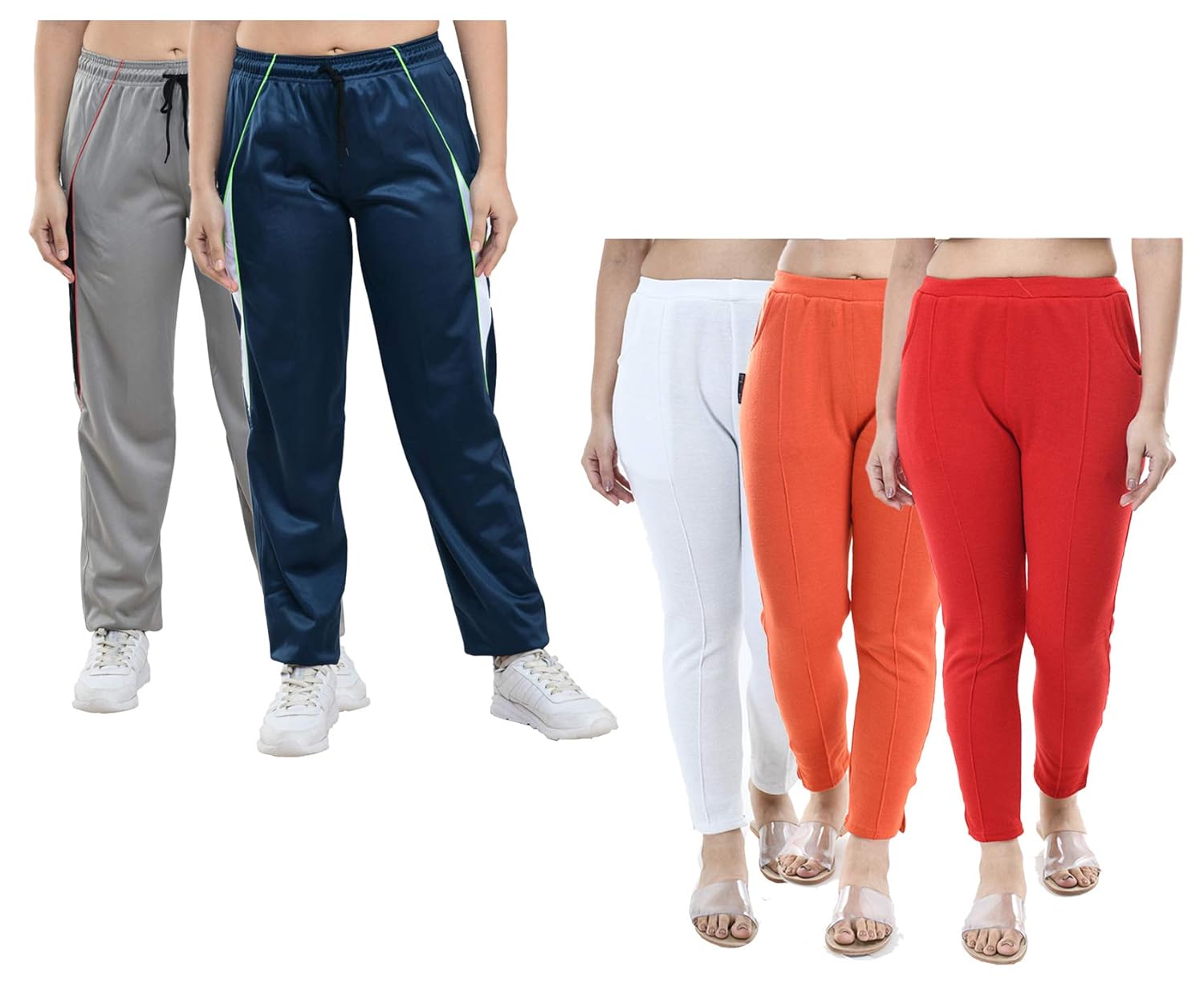 Buy Indistar Women's Warm Woolen Touser Pants and Polyester Track Pants for Winters Pack of 5 at