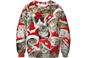 IYOWEL Unisex Crew Neck 3D Digital Printed Ugly Christmas Pullover Sweatshirts