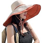 HUAMULAN Women Wide Brim Summer Sun Hat Wired Edge Beach Bucket Fishing Hats Reversible Foldable Travel UV Protection