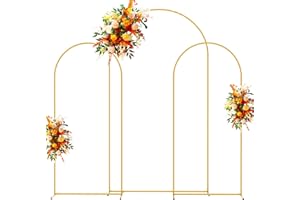 Putros Metal Arch Backdrop Stand Gold Wedding Arch Stand Set of 3 (7.2FT,6FT,6FT) Square Arched Frame for Birthday Party Graduation Ceremony Decoration